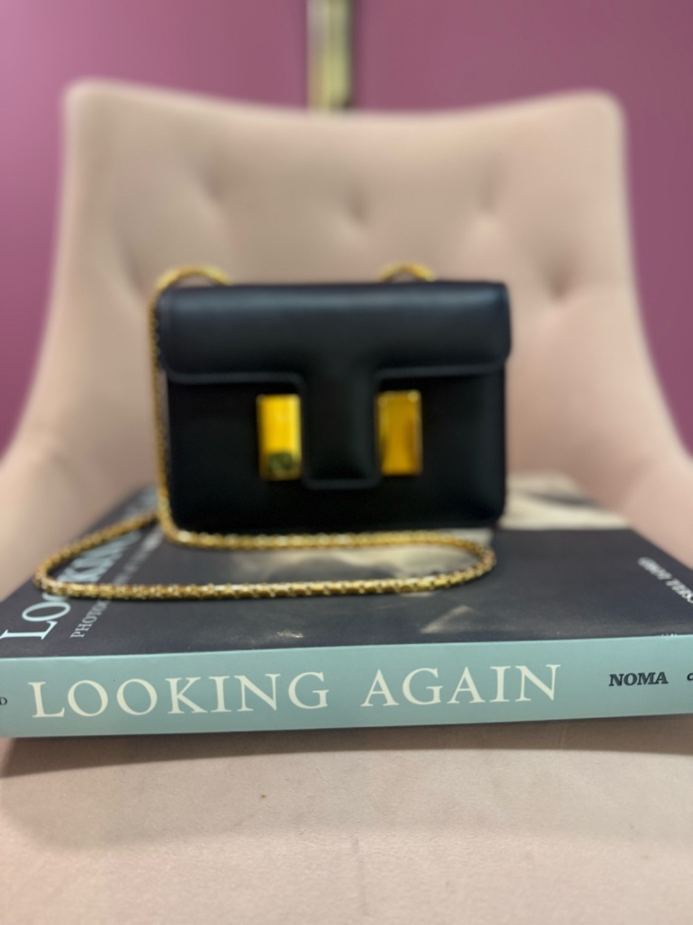 Tom Ford Black Leather Mini Shoulder Bag with Gold Hardware
